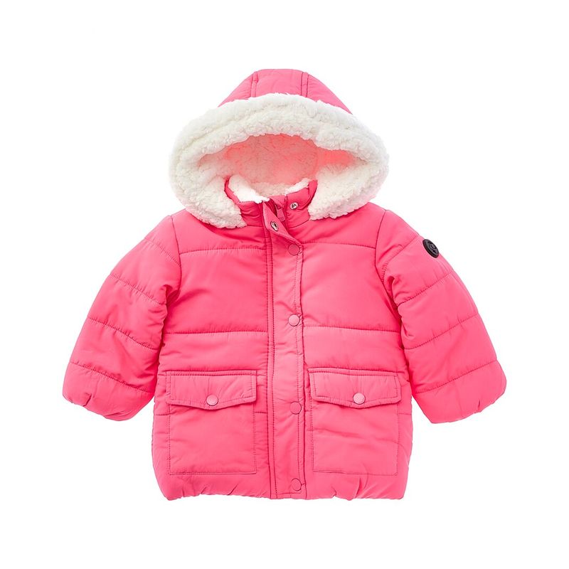 Kensie Girl Girls Sherpa Collar Quilted Puffer Jacket, Pink